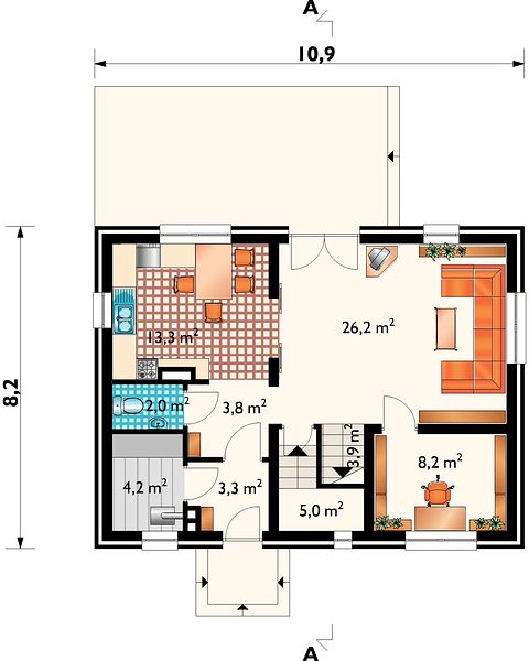 План 1 этажа дома HEI-5859-22 План 1 этажа дома HEI-5859-22
