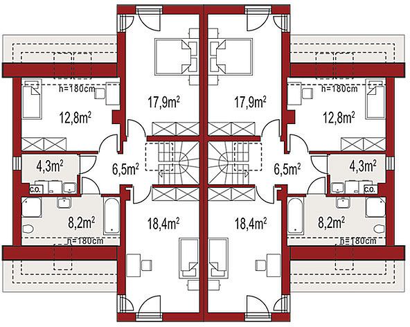 План 2 этажа дома ABK-5541-28 План 2 этажа дома ABK-5541-28