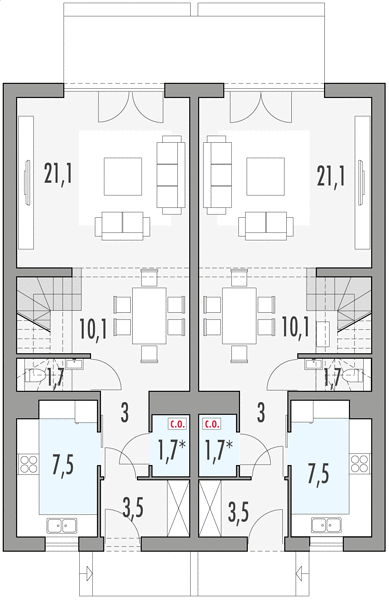 План 1 этажа дома BBI-8224-95 План 1 этажа дома BBI-8224-95