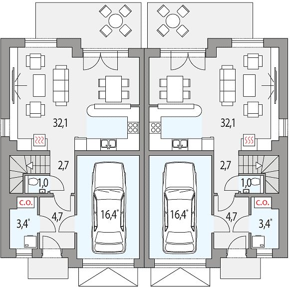 План 1 этажа дома KHF-3818-53 План 1 этажа дома KHF-3818-53