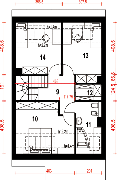 План 2 этажа дома KDD-9669-66 План 2 этажа дома KDD-9669-66
