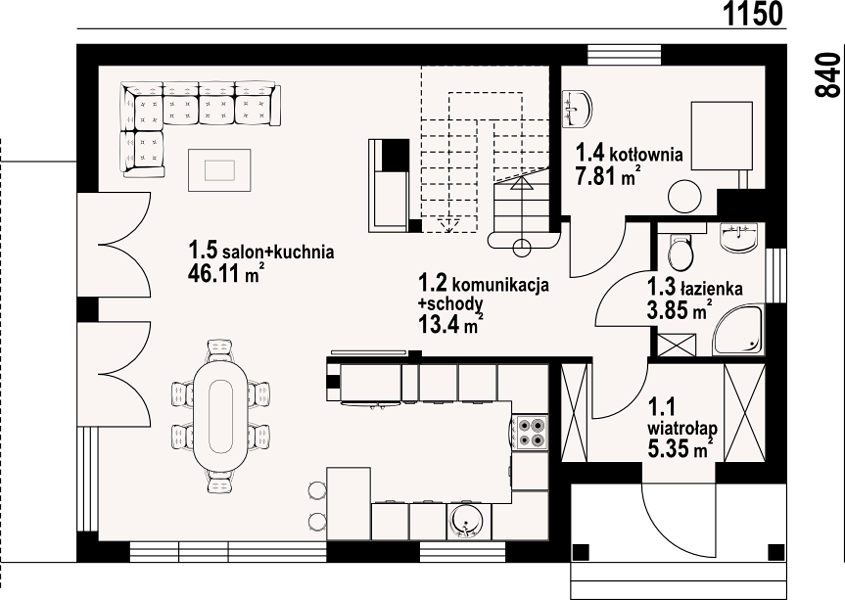 План 1 этажа дома DBA-7626-94 План 1 этажа дома DBA-7626-94